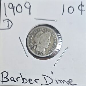 1909 Barber Dime Coin